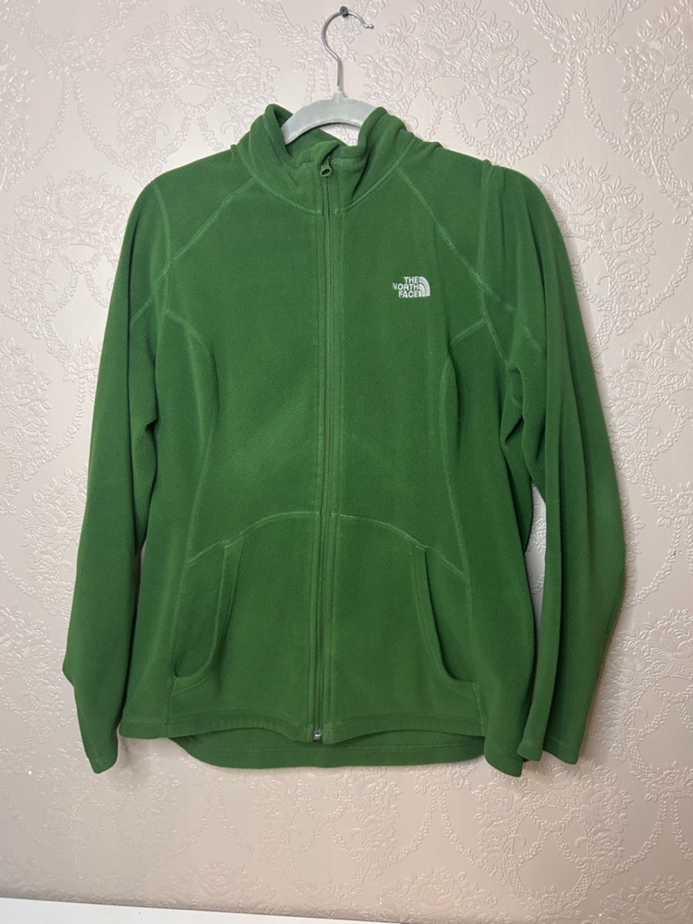 The North Face Green Fleece Hoodie with Logo